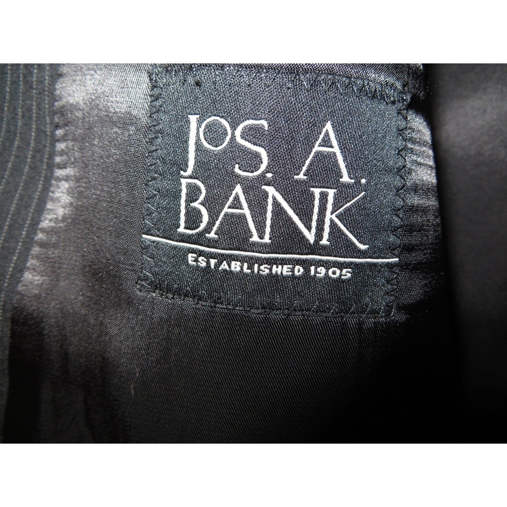 Jos. A. Bank Mens 46R Pinstripe Suit 100% Wool Charcoal Grey 2-Piece 40x26 Pants - Picture 4 of 16